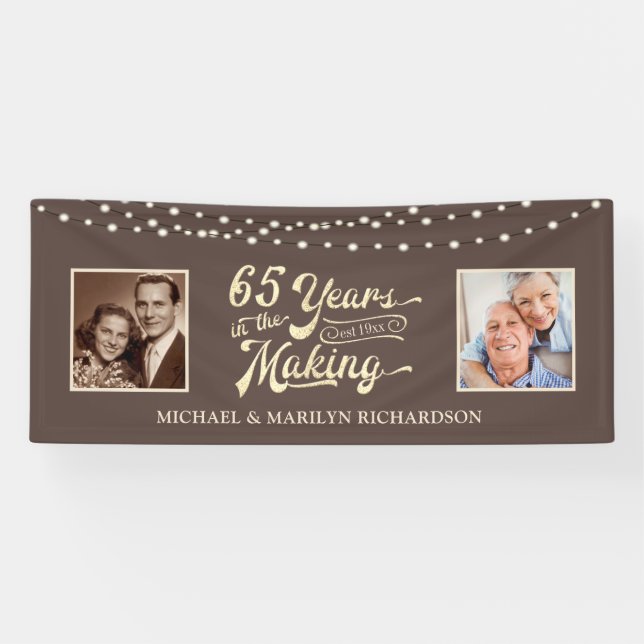 65. Jubiläum Dann & Jetzt Fotos | Champagne Banner (Horizontal)