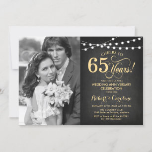 65. Jubiläum mit Foto - Chalkboard und Gold Einladung