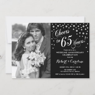 65. Jubiläum mit Foto - Silber Weiß Schwarz Einladung