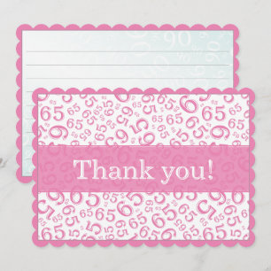 65 « Merci ! » Motif de nombres rose et blanc