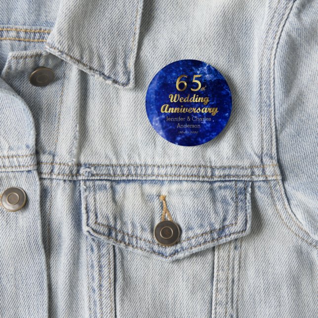 65. Saphire Hochzeitstag Gold Typografie Button (Beispiel)