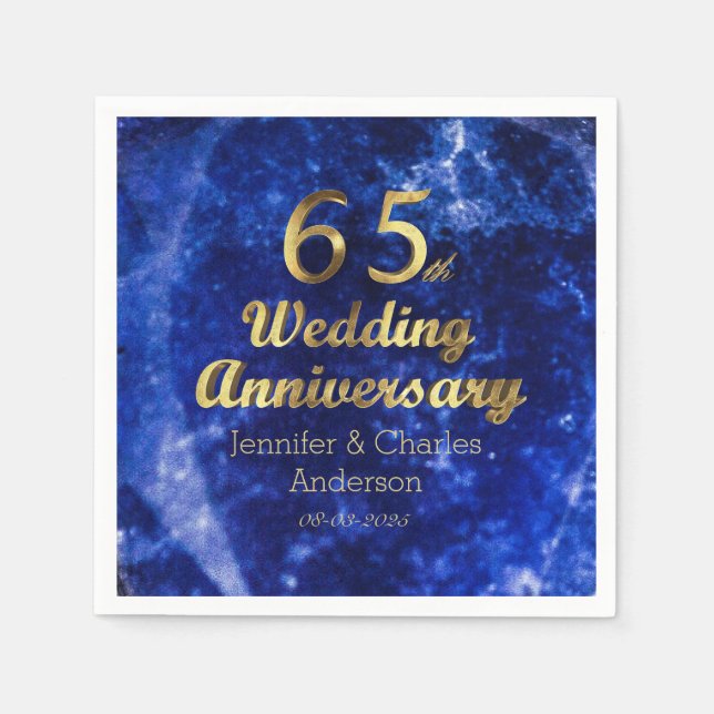 65. Saphire Hochzeitstag Gold Typografie Serviette (Vorderseite)