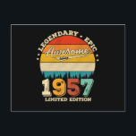 65 Year Old Awesome Since 1957 65th Birthday Gift Postkarte<br><div class="desc">Birthday Design For anyone who's horoscope say difficult & Stubborn But totally worth.Wear it with pride at work,  school gym perfect to pair with shorts,  leggings or jeans for a casual yet trendy Look</div>