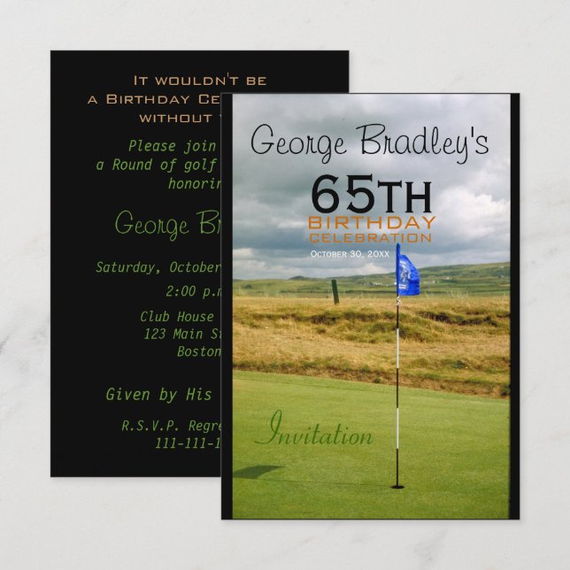65e anniversaire Celebration Golf Invitation perso (Devant / Derrière)