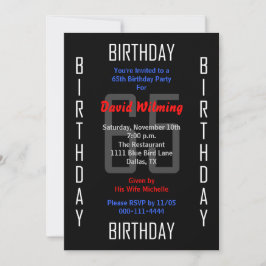 65e anniversaire Invitation de fête 65