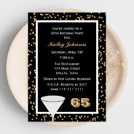 65e anniversaire Invitation de fête 65 et Confetti