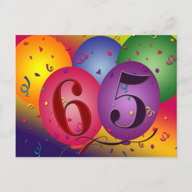 65e anniversaire invitations de carte postale - Cu (Devant)
