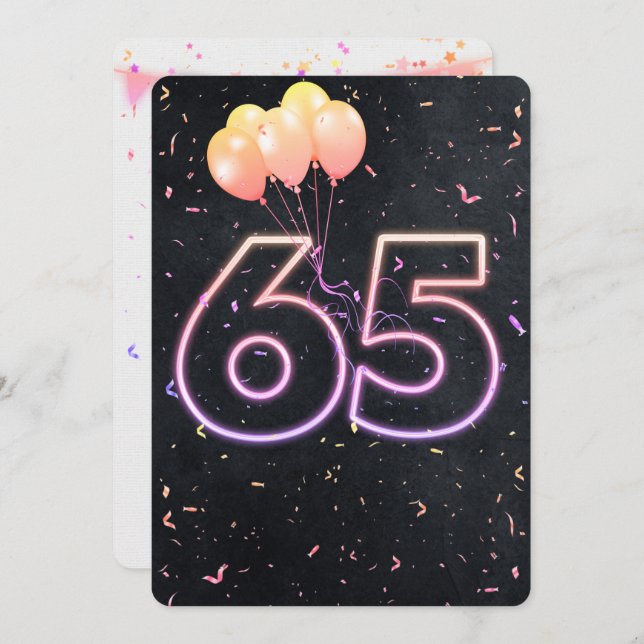 65e anniversaire Neon Connexion Black Invitation (Devant / Derrière)