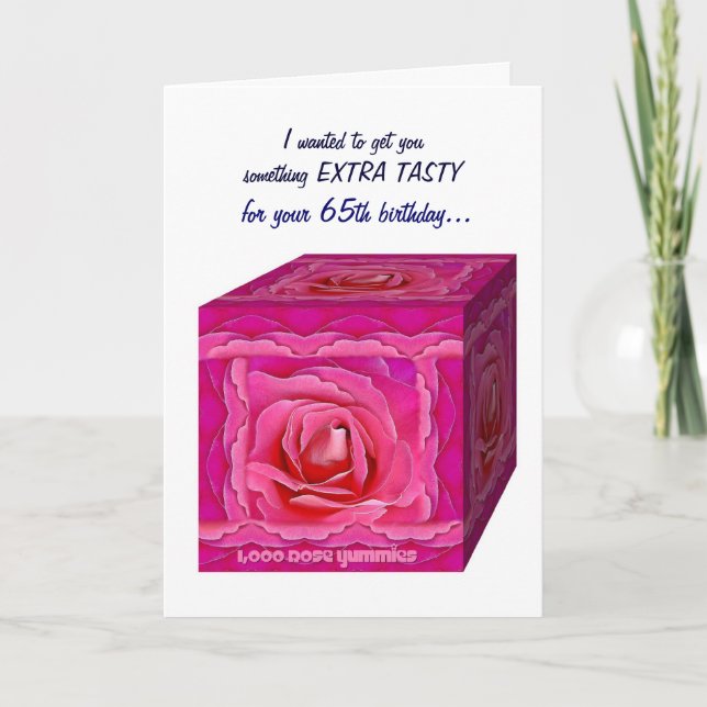 65e Carte BIrthday - Boîte à Cadeaux Roses - FUNNY (Devant)