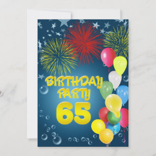 65e fête d'anniversaire Invitation avec ballons