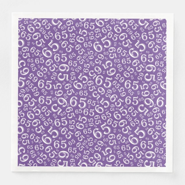 65th Age Random Number Pattern Purple/White Serviette (Vorderseite)