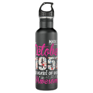 65th Birthday Awesome Since October 1957 Floral Pr Edelstahlflasche