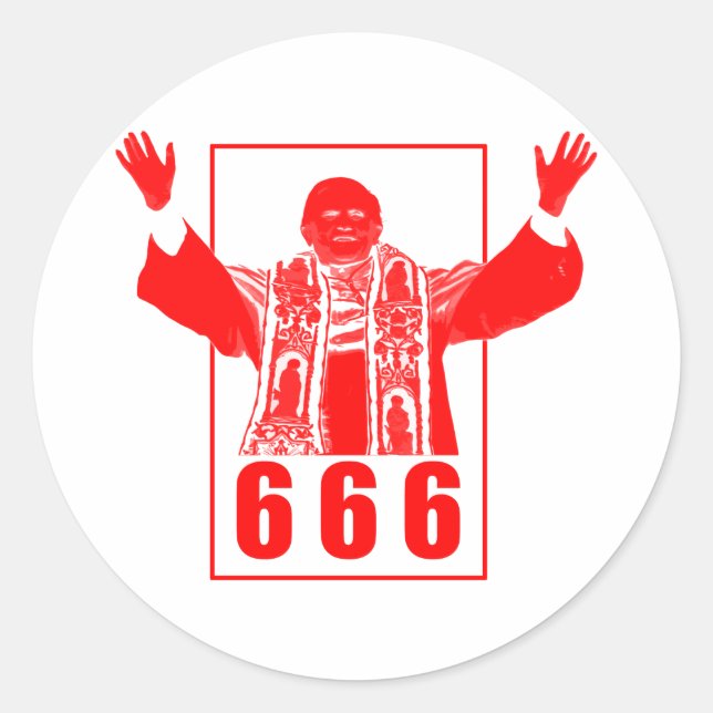 666 Papst Runder Aufkleber (Vorderseite)