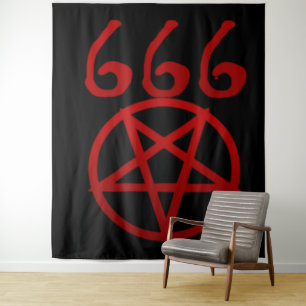 666 und PENTAGRAM Wandteppich