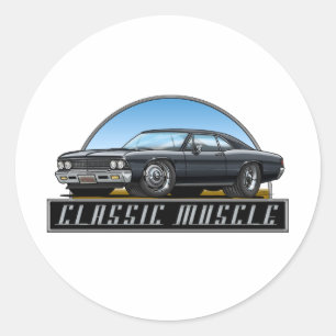 66 Chevelle Schwarzes Runder Aufkleber