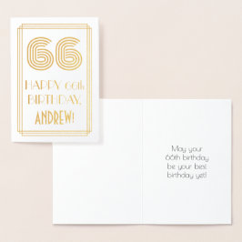 66. Geburtstag - Art Deco Inspiriert Look "66" & N Folienkarte