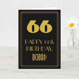 66. Geburtstag - Art Deco Inspiriert Look "66" & N Karte