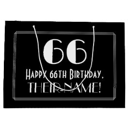 66. Geburtstag: Art Deco  Stil "66", Name Große Geschenktüte