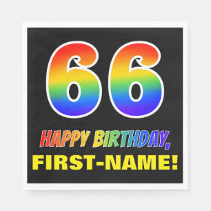 66. Geburtstag: Bold, Fun, Simple, Rainbow 66 Serviette