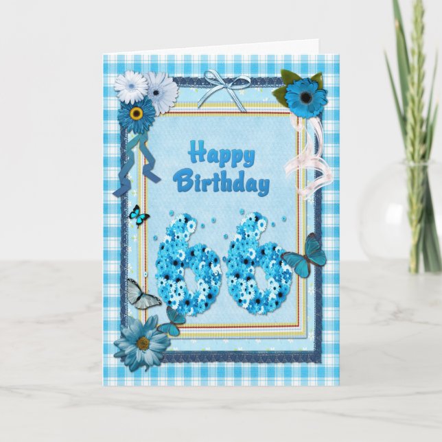 66. Geburtstag mit Scrapbook-Effekt Karte (Vorderseite)