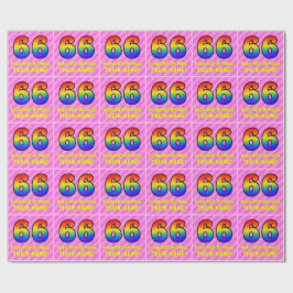 66. Geburtstag: Rosa Streifen & Herz, Regenbogen # Geschenkpapier