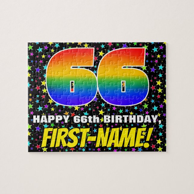 66. Geburtstag — Spaß, farbenfrohe Sternenweltenmu (Horizontal)