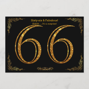 66. Geburtstags-Party, Gatsby styl, schwarzer Einladung
