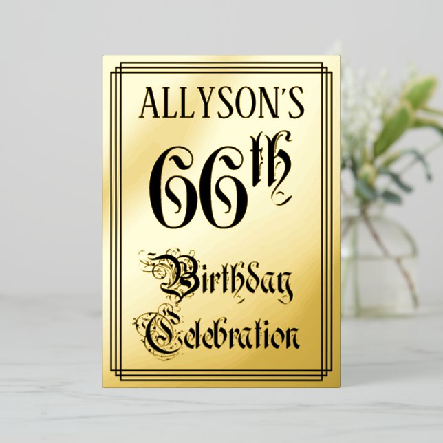 66. Geburtstagsparty — Elegantes Script + Individu Folieneinladung (Stehend vorne)