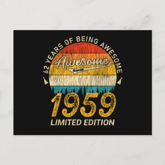 66 Jahre alt 1959 Retro Phantastisch 66. Geburtsta Postkarte (Vorderseite)