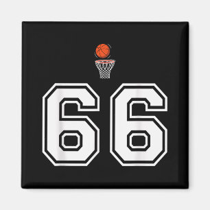 66 Number Basketball Style Vintag White Magnet