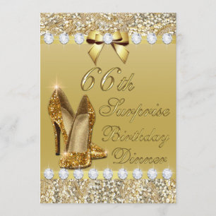 66. Überraschung Geburtstags-Dinner Gold Heels Dia Einladung