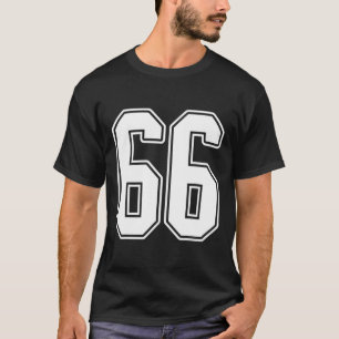 #66 White Kontur Number 66 Sports Fan Jersey Styl T-Shirt