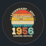 66 Year Old Awesome Since 1956 66th Birthday Gift Runder Aufkleber<br><div class="desc">Birthday Design For anyone who's horoscope say difficult & Stubborn But totally worth.Wear it with pride at work,  school gym perfect to pair with shorts,  leggings or jeans for a casual yet trendy Look</div>