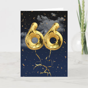 66e Anniversaire Gold Mylar Balloon et carte Confe