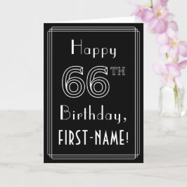 66th Birthday: Art Deco Style # 66 & Custom Name Karte