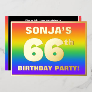66th Birthday Party: Fun, Colorful Rainbow Pattern Folieneinladung