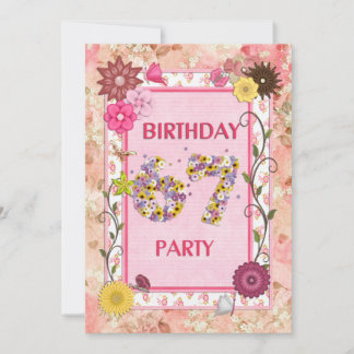 670. Geburtstagsfeier mit Blumenrahmen Einladung