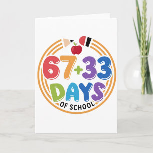 67 + 33 Tage Schule Buntes Spaß-Klassenzimmer. Karte
