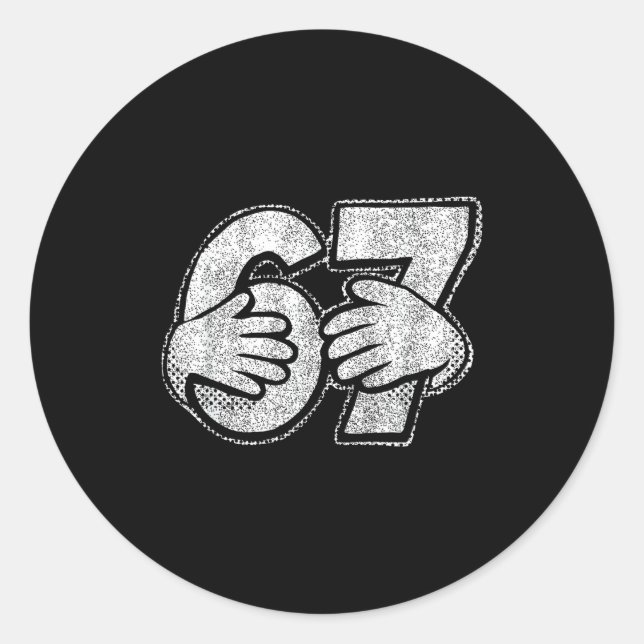 67 6 7 Hands Comic Style  Runder Aufkleber (Vorderseite)