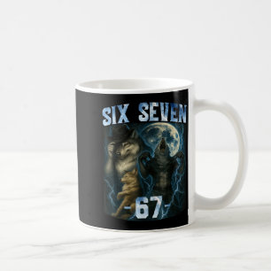 67 Alpha Wolf Meme Lustiges Grafik T-Shirt Six Sev Kaffeetasse