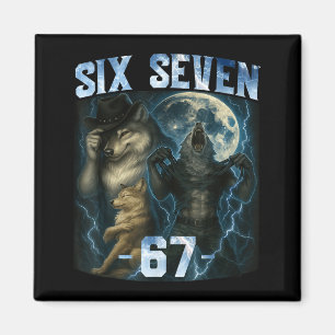 67 Alpha Wolf Meme Lustiges Grafik T-Shirt Six Sev Magnet