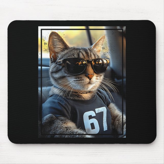 67 And Still Cool Funny Birthday Meme Cat  Mousepad (Vorne)