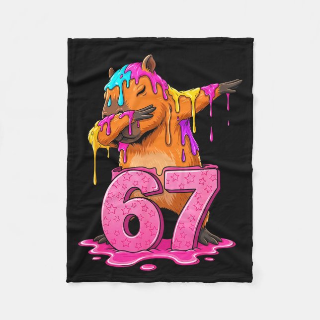 67 Animals Funny 67 Brainrot Youth Kids Capybara 6 Fleecedecke (Vorderseite)