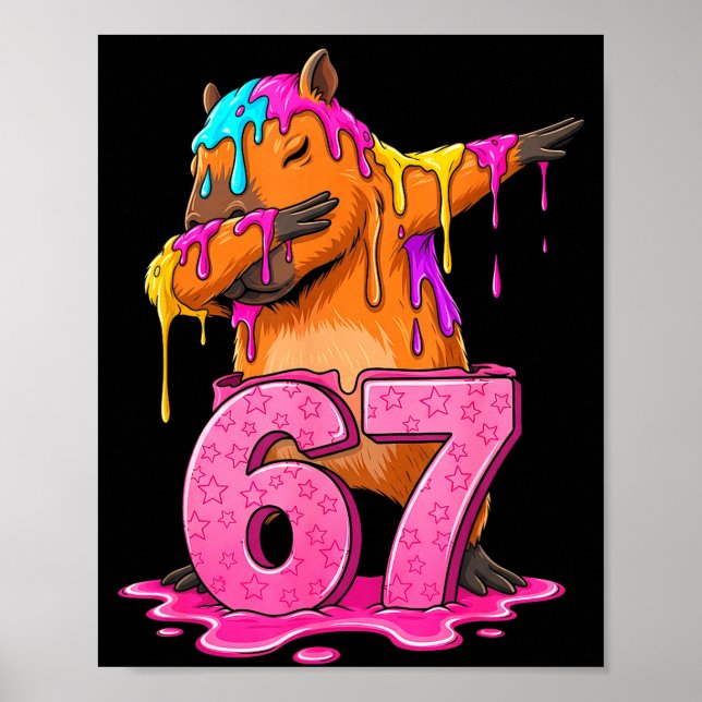 67 Animals Funny 67 Brainrot Youth Kids Capybara 6 Poster (Vorne)
