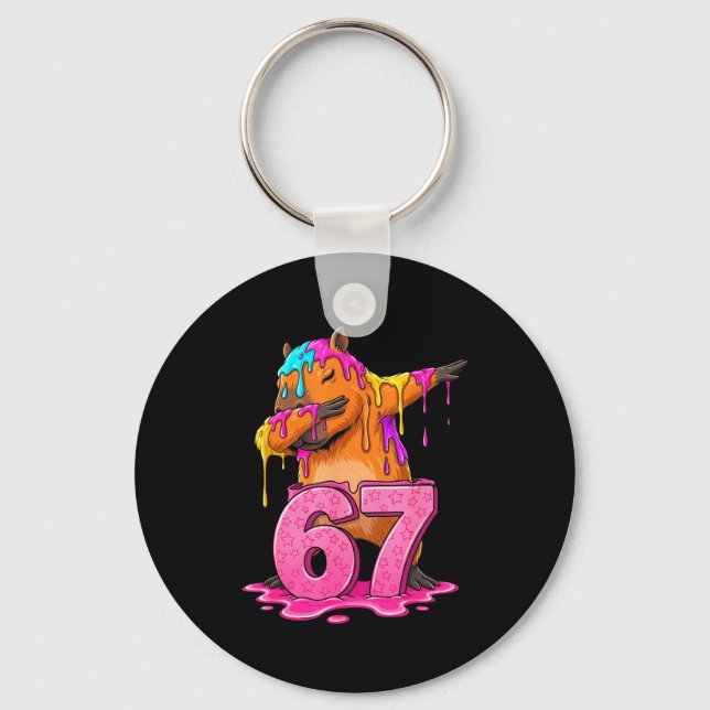 67 Animals Funny 67 Brainrot Youth Kids Capybara 6 Schlüsselanhänger (Vorderseite)