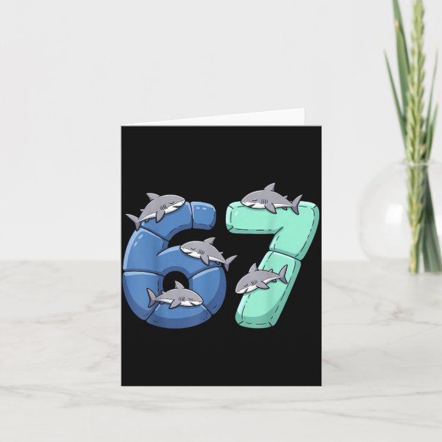 67 Animals Funny 67 Brainrot Youth Kids Shark 67  Karte (Vorderseite)