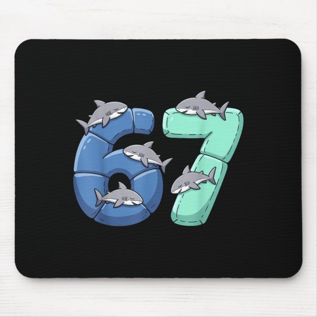 67 Animals Funny 67 Brainrot Youth Kids Shark 67  Mousepad (Vorne)