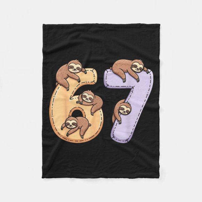 67 Animals Funny 67 Brainrot Youth Kids Sloth 67  Fleecedecke (Vorderseite)