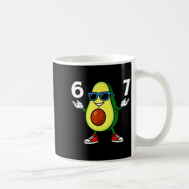 67 Avocado 6 7 Funny Cool Six Seven Meme Cartoon B Kaffeetasse (Rechts)