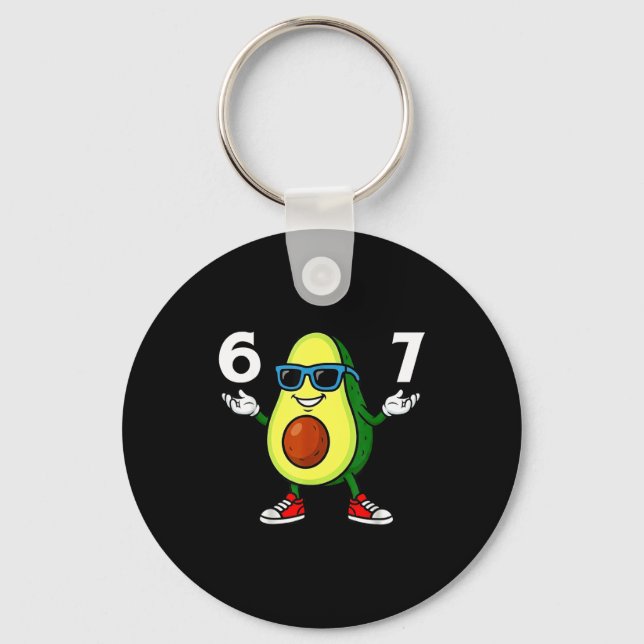 67 Avocado 6 7 Funny Cool Six Seven Meme Cartoon B Schlüsselanhänger (Vorderseite)